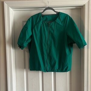 A.N.A. Green Zip-Front Lightweight Short Sleeve Puff Jacket